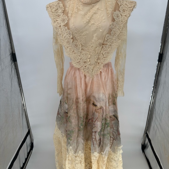 Zimmermann Cream and Pink Lace Maxi Dress - Picture 1 of 5